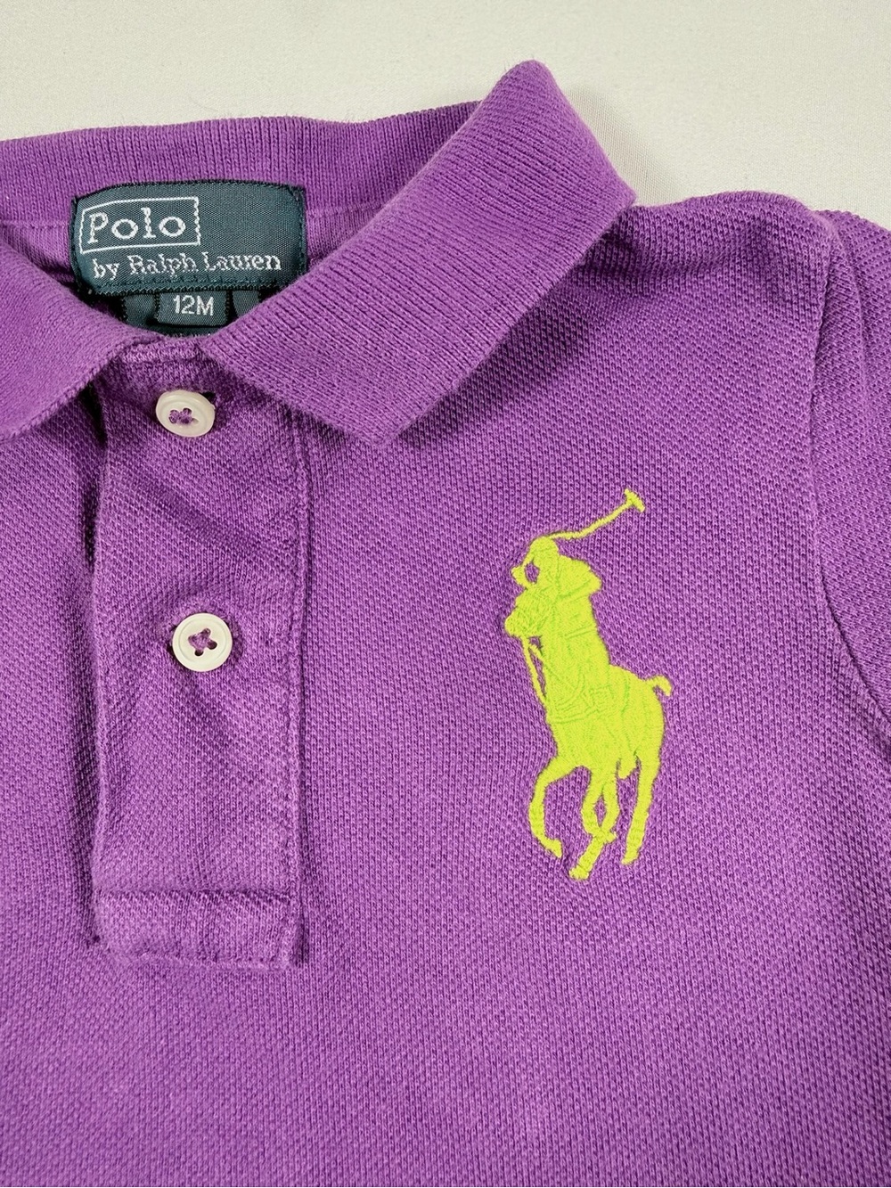 POLO RALPH LAUREN Baby Purple Big Pony Rugby Polo Shirt Preppy Academia Size 12M - Picture 4 of 8